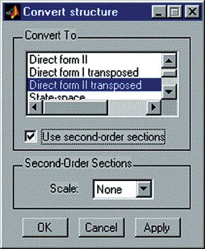   Use second order sections   Convert Structure.