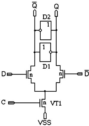 D-триггер с дифференциальным входным каскадом.