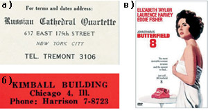   : ) 1924 ,   TREmont 3106 (873-3106); ) 1948 ,   HArrison 7-8723 (427-8723); ) 1960 ,    , BUtterfield 8 (288).