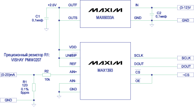 Пример использования источника опорного напряжения MAX6033 
