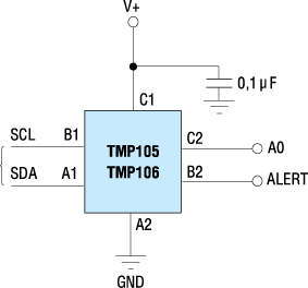Типовое включение TMP105, TMP106 