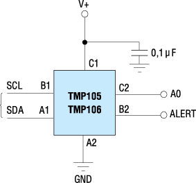 Типовое включение TMP105, TMP106 Типовое включение TMP105, TMP106