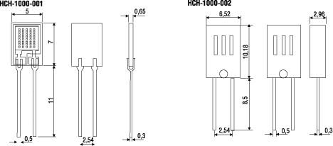 Конструктивное исполнение датчиков серии HCH-1000 