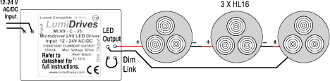 Схема включения драйверов светодиодов Dialight Lumidrives серии MLV9 