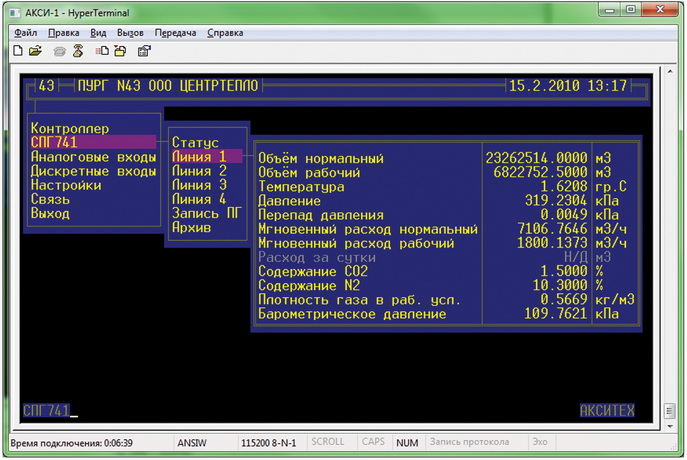 TELNET-сервер настройки контроллера АКСИ-1