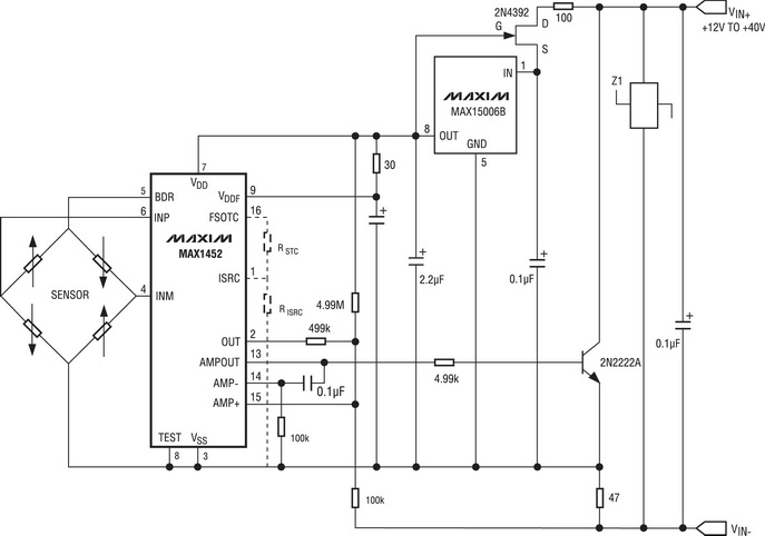 Схема включения MAX1452 в качестве преобразователя с токовым выходом 