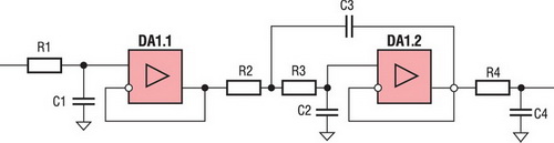 Электрическая принципиальная схема аналогового фильтра