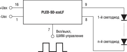 Типовая схема включения модульного DC/DC-драйвера с дистанционным управлением